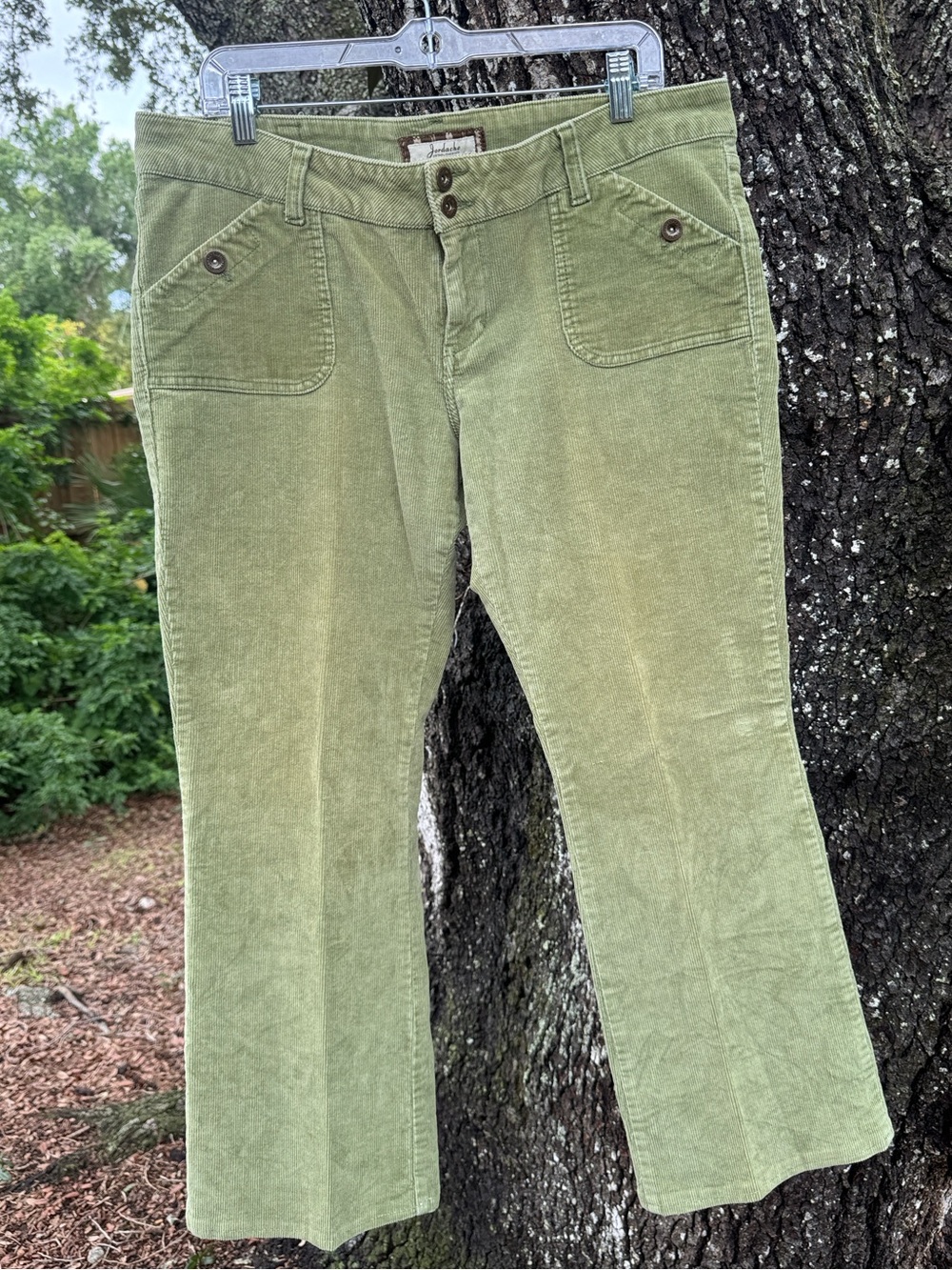 Vintage Jordache Low Waist Flare Leg Retro 90s Green Corduroy Pants.Size 36